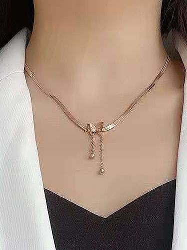 Titanium Steel Butterfly Vintage Tassel Necklace