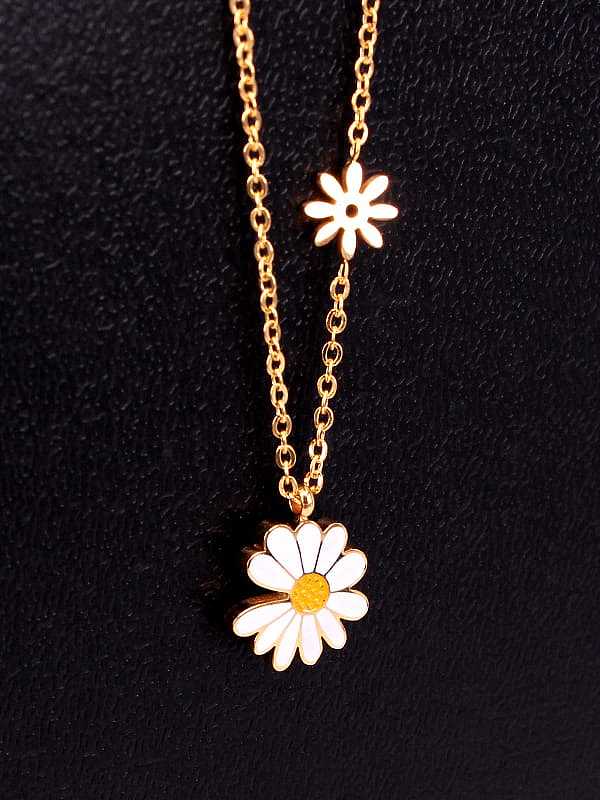 Titanium Enamel Flower Minimalist Necklace