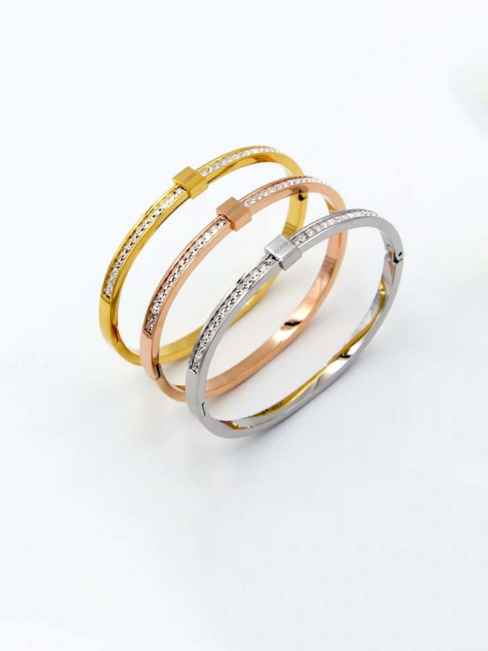 Titanium Rhinestone Letter Minimalist Band Bangle