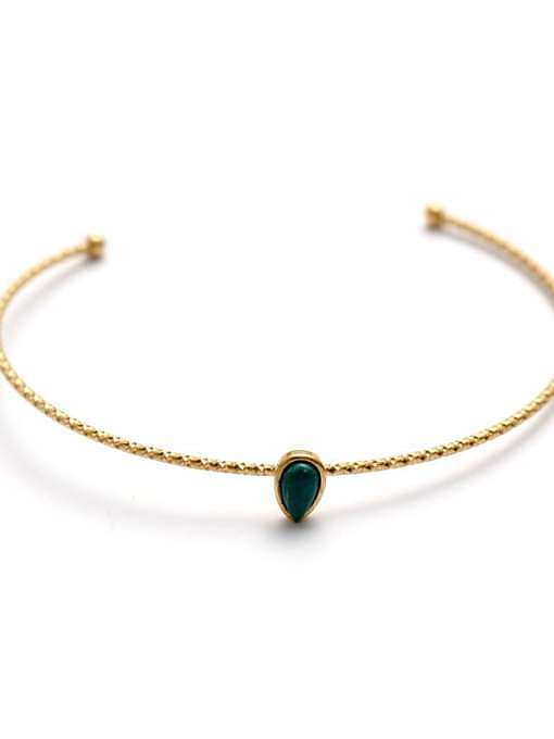 Bracelet manchette minimaliste goutte d'eau turquoise en acier inoxydable