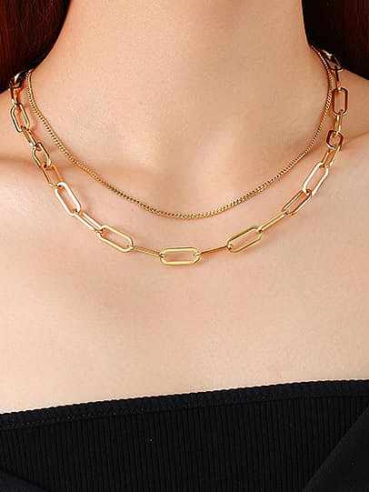 Titanium Steel Geometric Minimalist Multi Strand Necklace