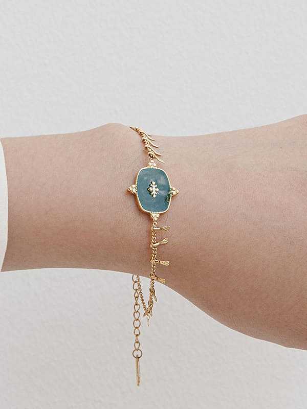 Bracelet à maillons minimalistes géométriques en émail en acier inoxydable