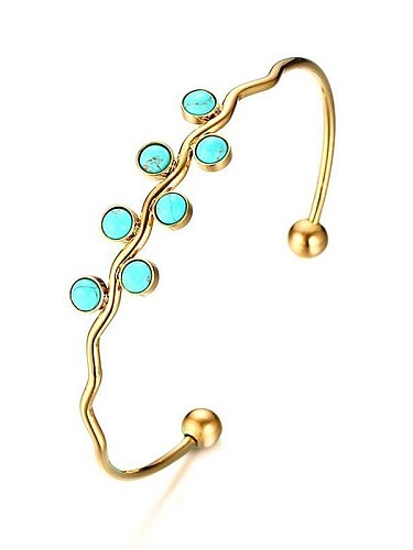 Stainless steel Turquoise gold open Bracelet