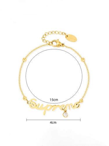Stainless steel Rhinestone Letter Minimalist Adjustable Bracelet