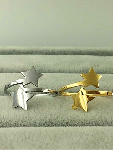 Titanium smooth Star Minimalist Band Ring