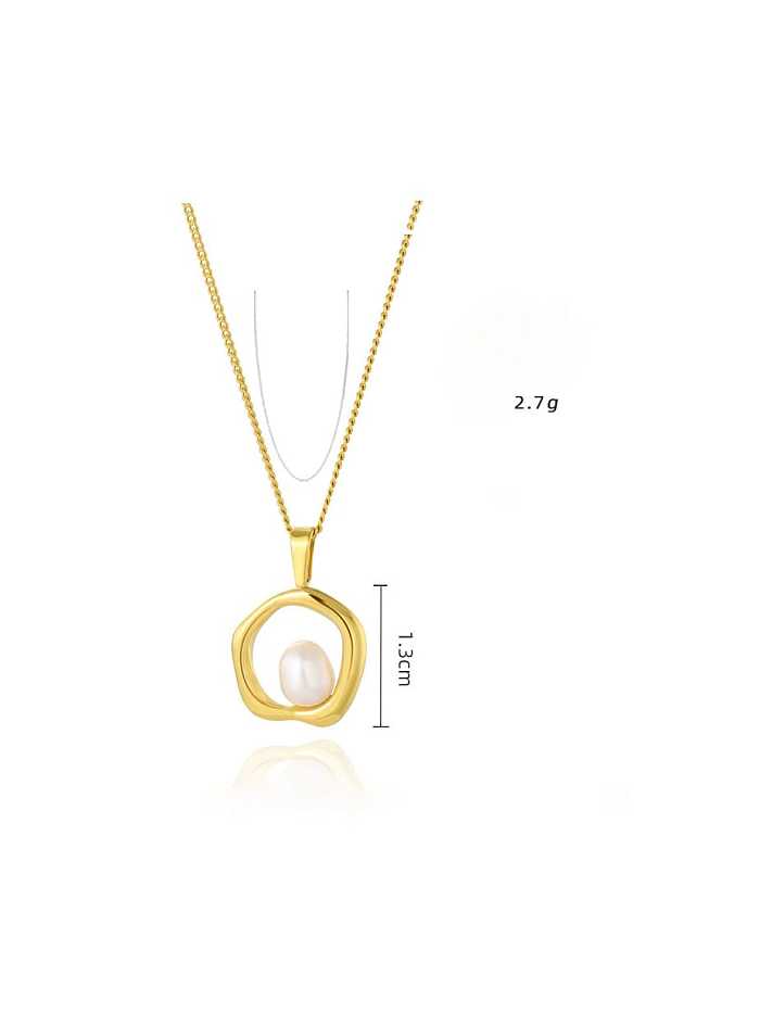 Titanium Steel Freshwater Pearl Geometric Dainty Necklace