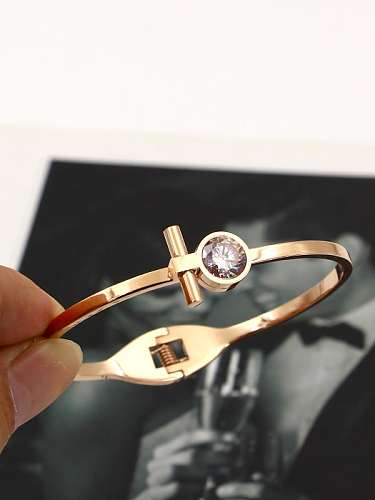 Titanium Cubic Zirconia Geometric Minimalist Band Bangle