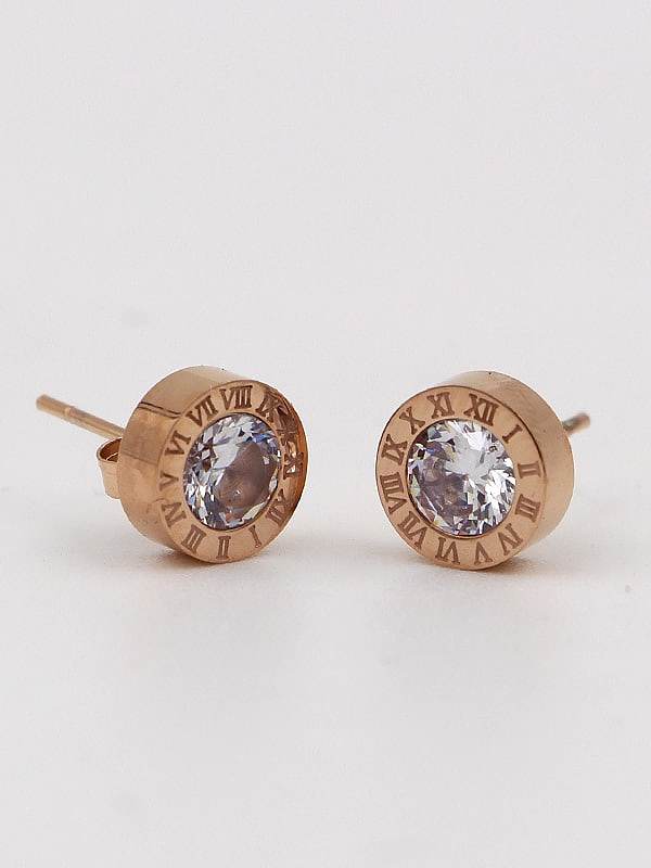 Titanium Rhinestone Number Minimalist Stud Earring