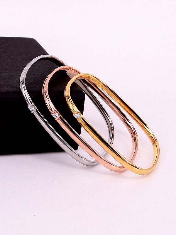 Titanium Steel Rhinestone Geometric Minimalist Band Bangle