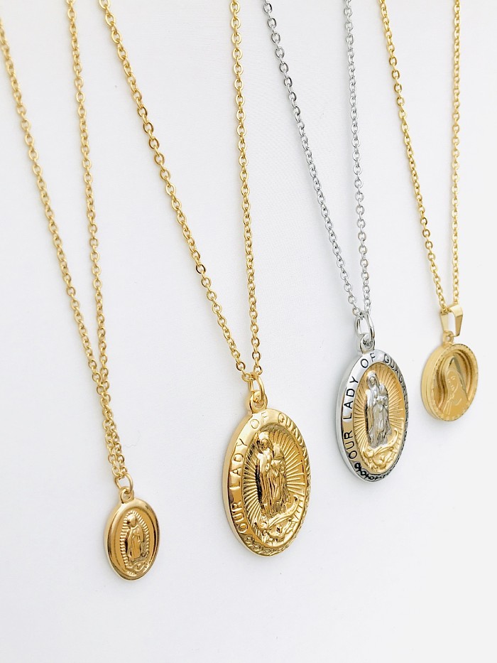 Stainless Steel Fashion Coin Portrait Necklaces