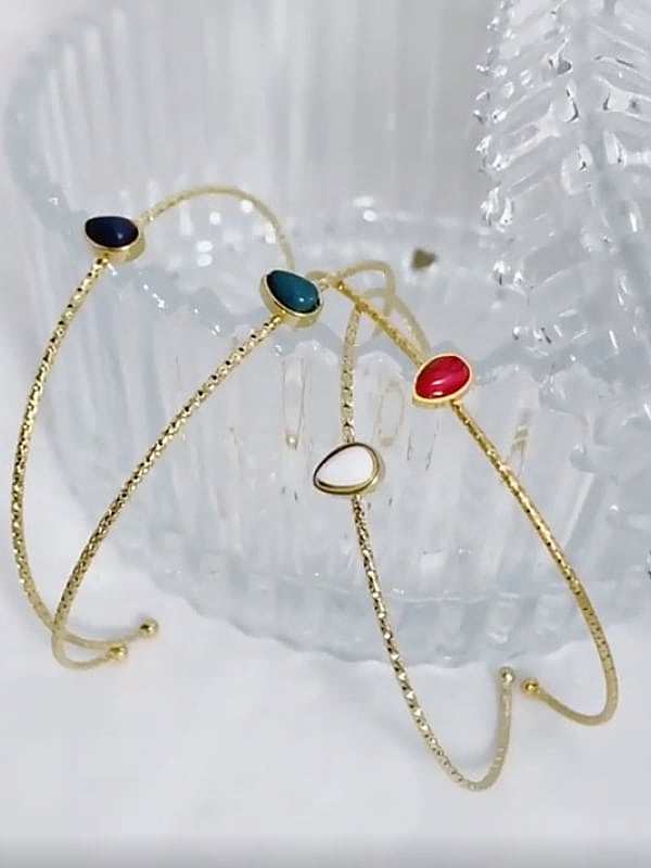 Brazalete minimalista con gota de agua turquesa de acero inoxidable