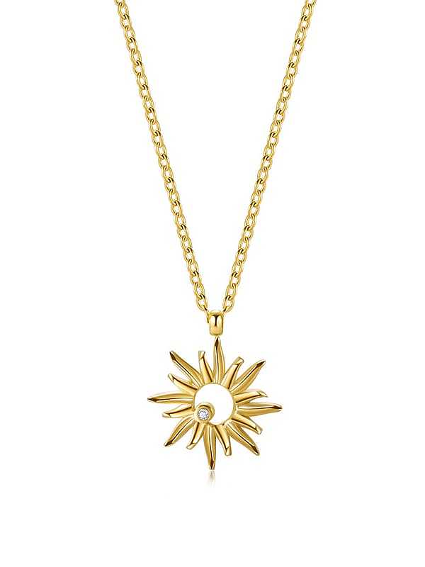 Stainless steel Rhinestone Sun Flower Trend Necklace