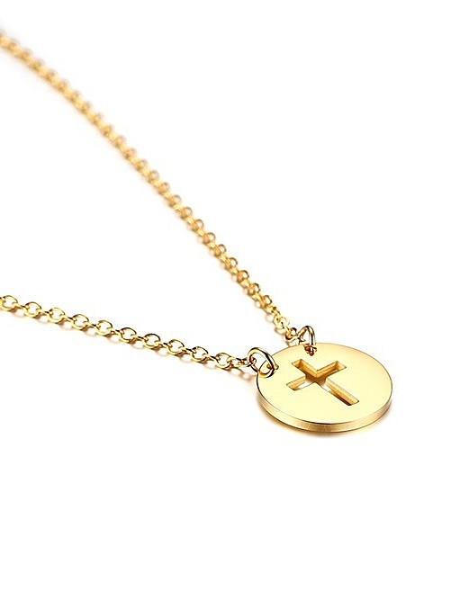 Exquisite simple hollow cross Stainless Steel Necklace