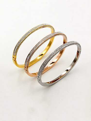 Titanium Rhinestone Geometric Dainty Band Bangle