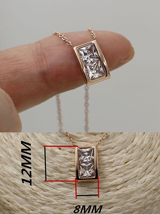 Titanium Cubic Zirconia Geometric Minimalist Necklace
