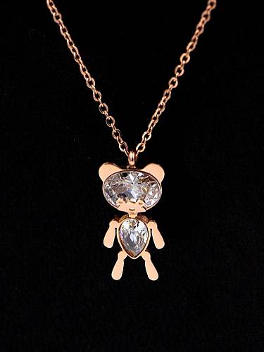 Minimalistische Halskette mit Zirkonia-Bär aus Titan