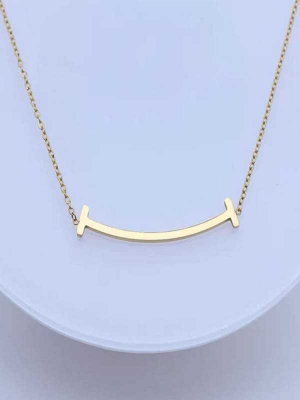 Titan Stahl Smiley minimalistische geometrische Anhänger Halskette