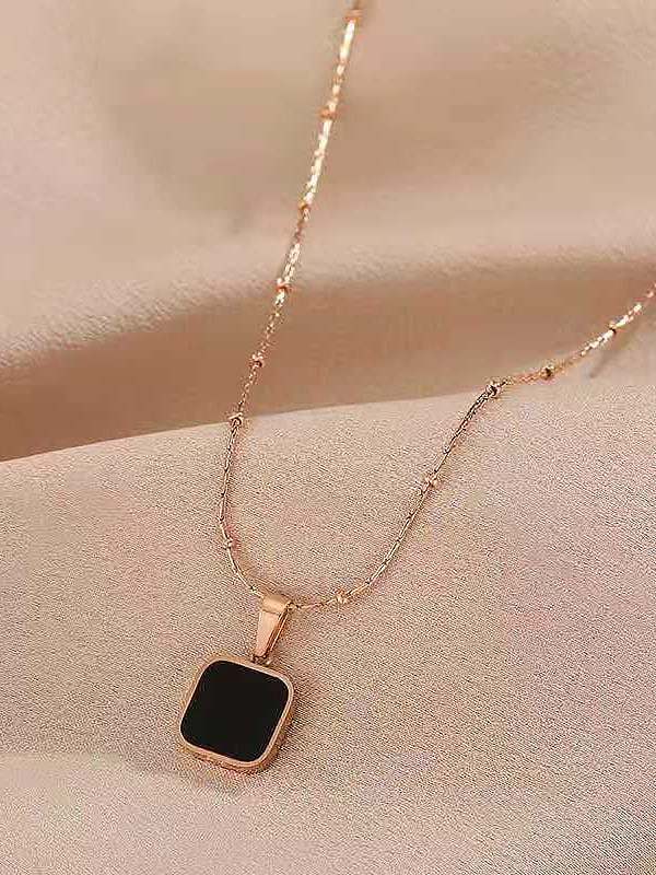 Titanium Steel Enamel Square Minimalist Necklace