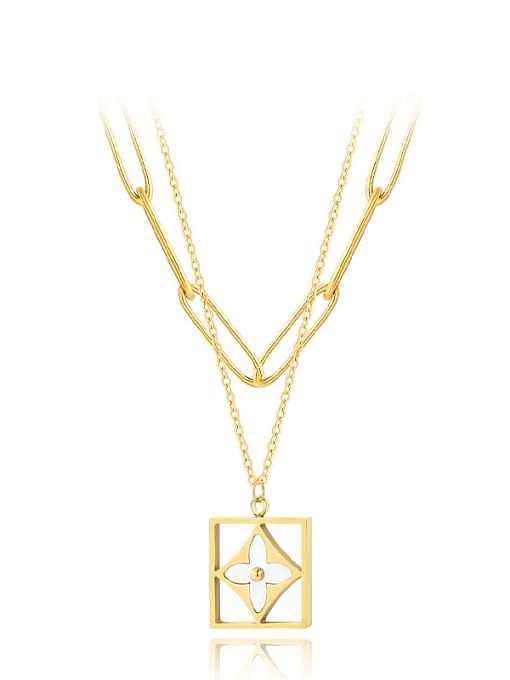 Stainless steel Shell Clover Minimalist Geometric Pendant Necklace
