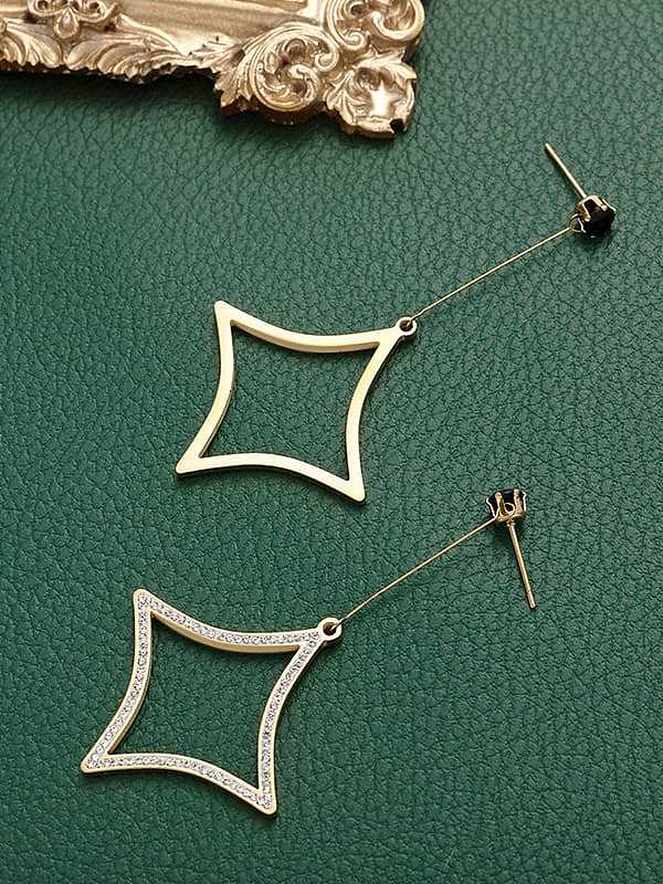 Pendiente de araña minimalista geométrico de diamantes de imitación de acero titanio
