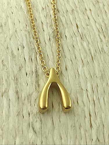 Titanium smooth Letter V minimalist Necklace