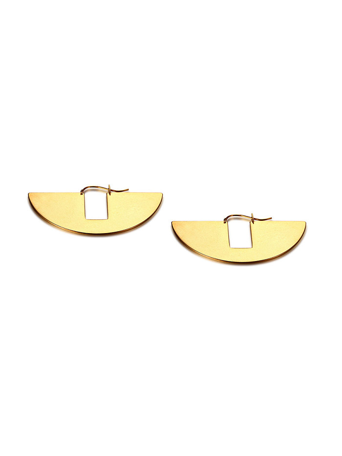 Trendy exaggerated sheet metal fan-shaped stainless steel earrings