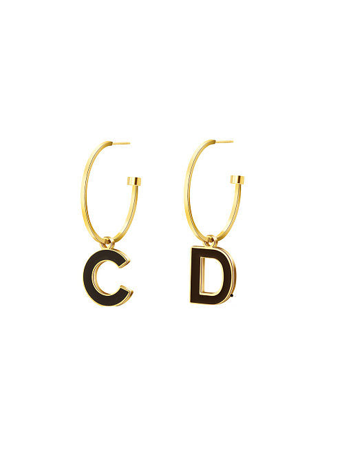 Titanium Steel Enamel Letter Minimalist Drop Earring