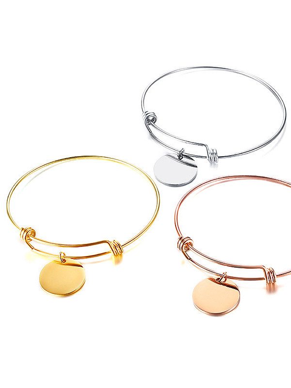 Stainless Steel Minimalist Style Round Card Modeling Bangles