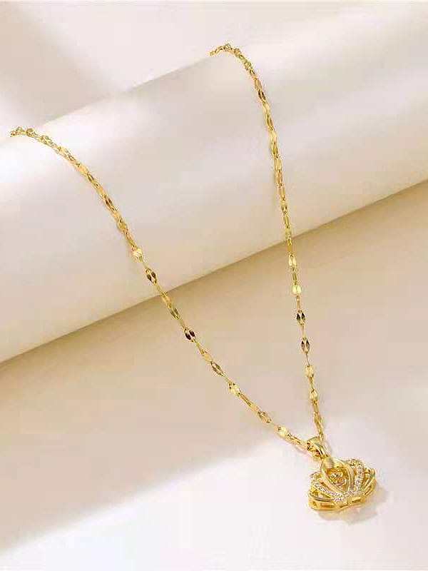Titanium Steel Cubic Zirconia Crown Minimalist Crown Pendant Necklace