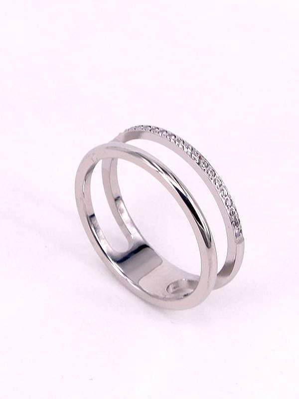 Titanium Steel Rhinestone Minimalist Hollow Stackable Ring