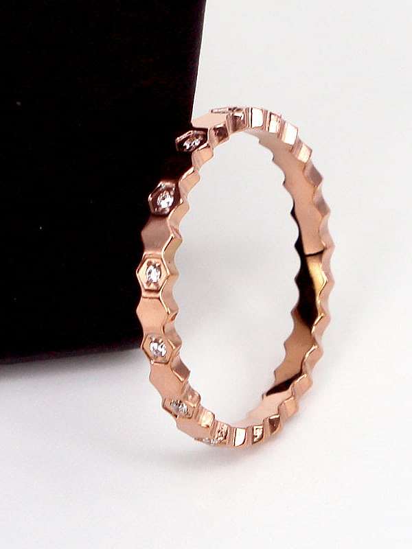Titanium Smooth Cubic Zirconia Minimalist Band Ring