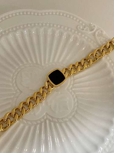 Titanium Steel Enamel Geometric Hip Hop Link Bracelet