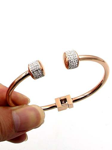 Titanium Cubic Zirconia Ball Dainty Cuff Bangle