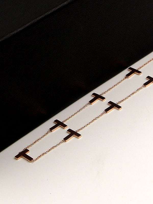 Titanium smooth Letter T Minimalist Necklace