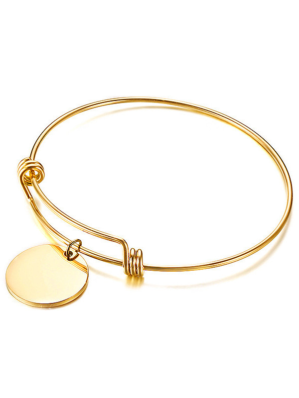Stainless Steel Minimalist Style Round Card Modeling Bangles