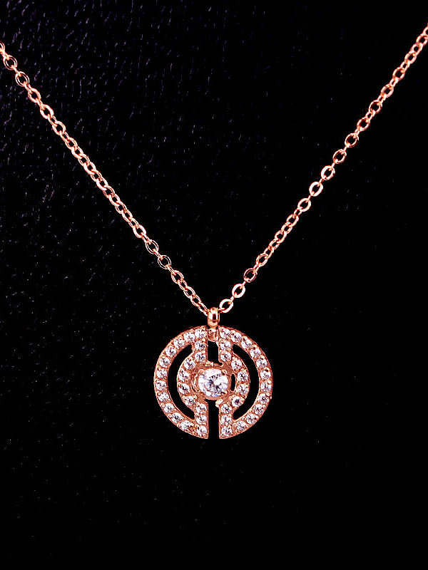 Titanium Rhinestone Round Minimalist pendant Necklace