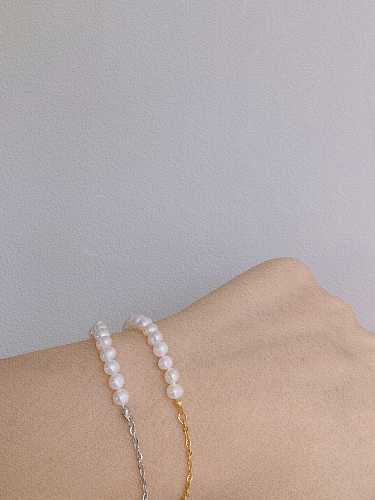Stainless steel Imitation Pearl Geometric Minimalist Link Bracelet