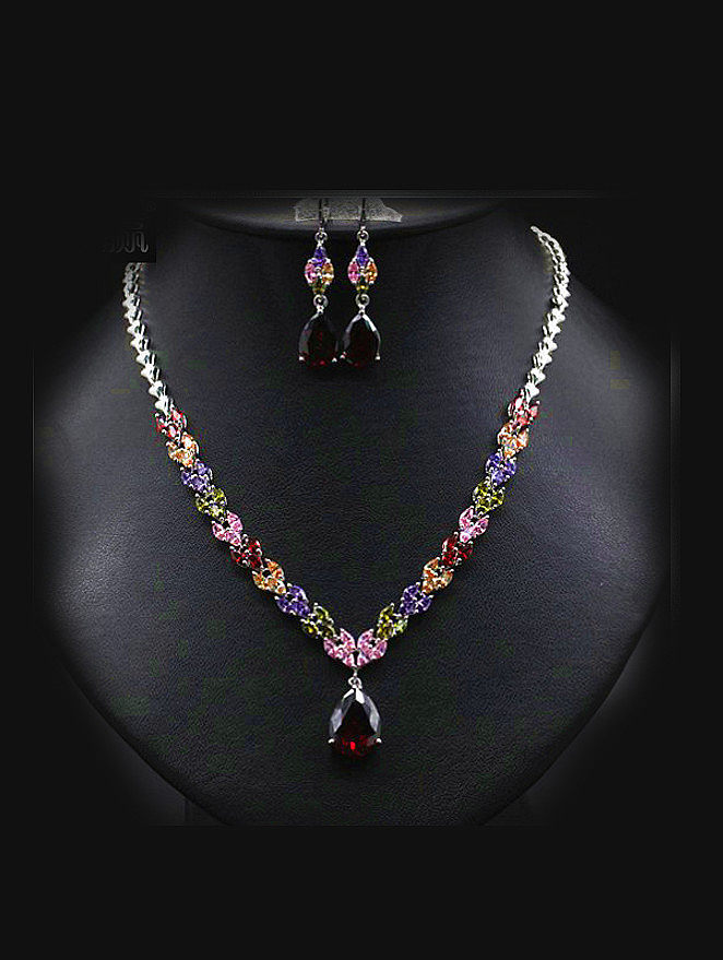 Conjunto de joias de duas peças de zircônia de cor nobre