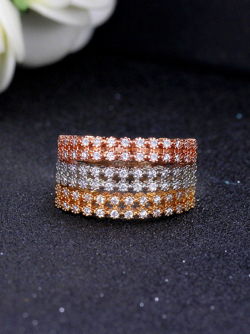 Copper micro plated AAA zircon tricolor plating ring