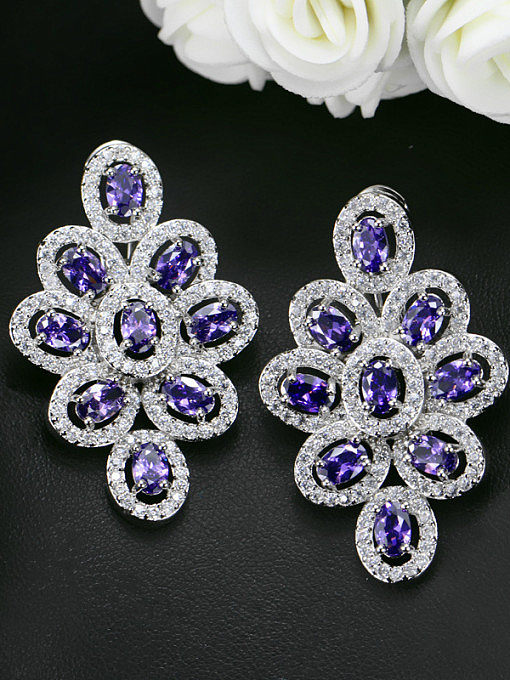 Luxurious Color Zircons Drop Cluster earring