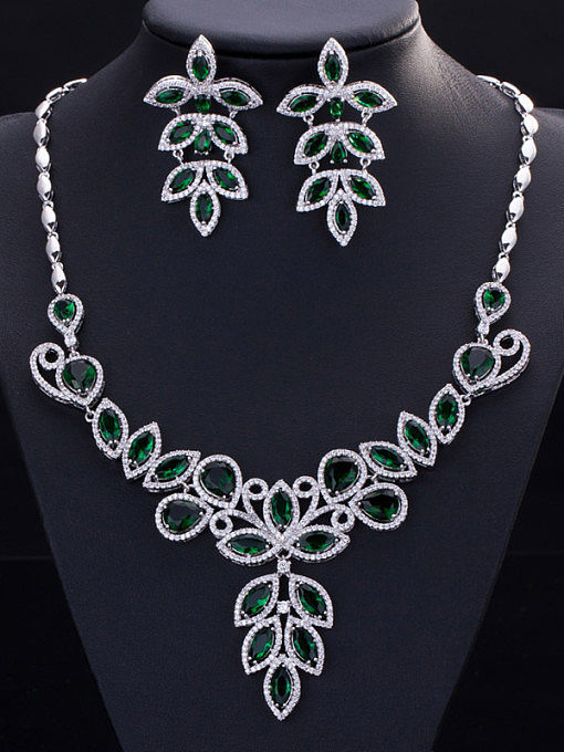 Fashionable Leaf-shape Two Pieces Jewelry Set