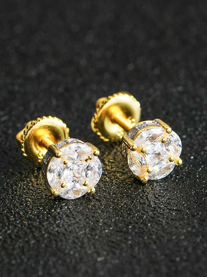 925 Sterling Silver Cubic Zirconia Round Hip Hop Stud Earring