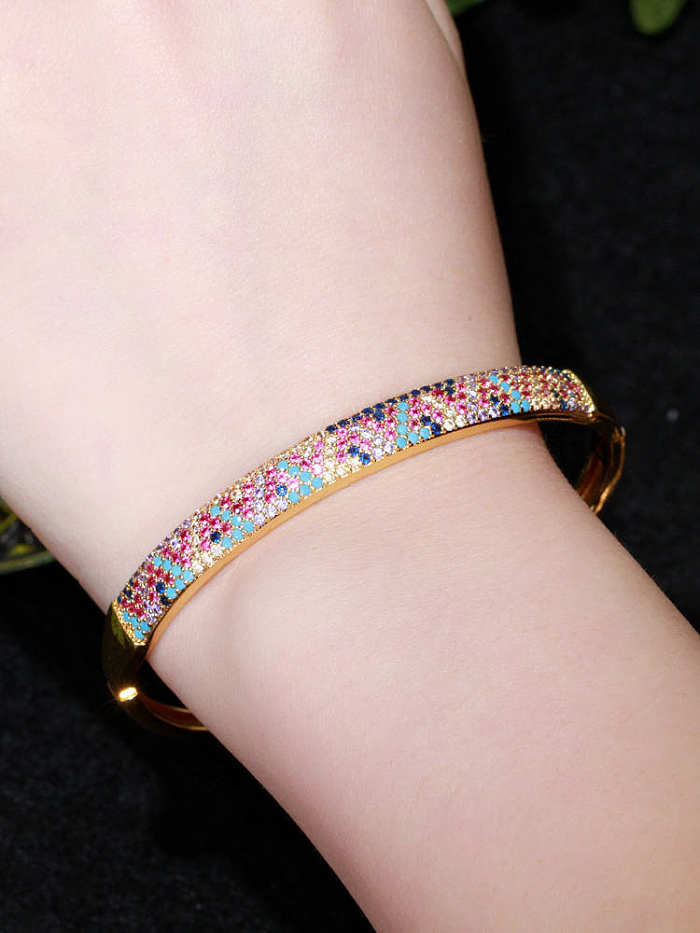 Brass Cubic Zirconia Geometric Vintage Band Bangle