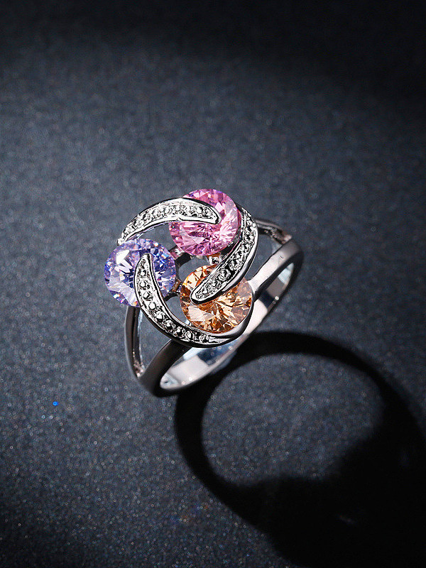Exquisite Colorful Zircons Ring