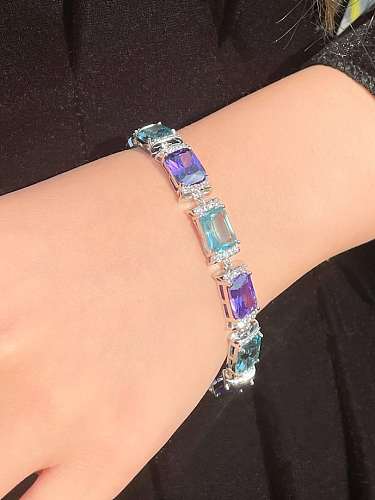 Brass Cubic Zirconia Geometric Luxury Bracelet