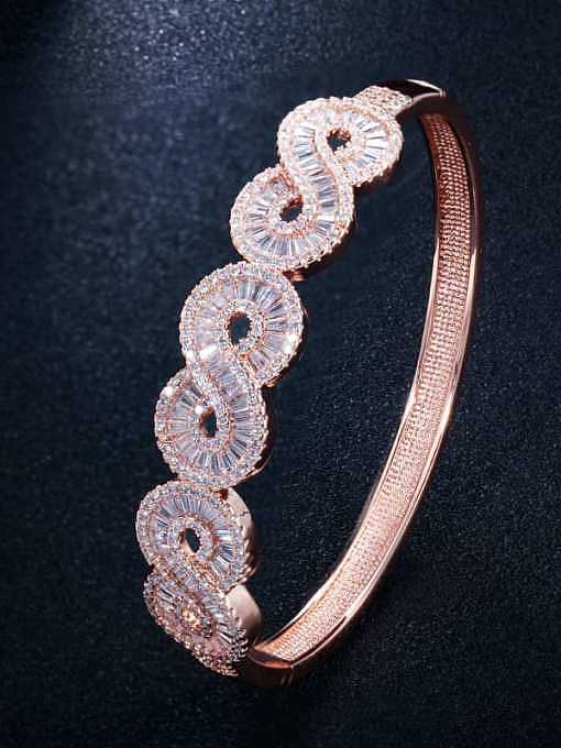 Bracelet jonc géométrique de luxe en laiton et zircon cubique