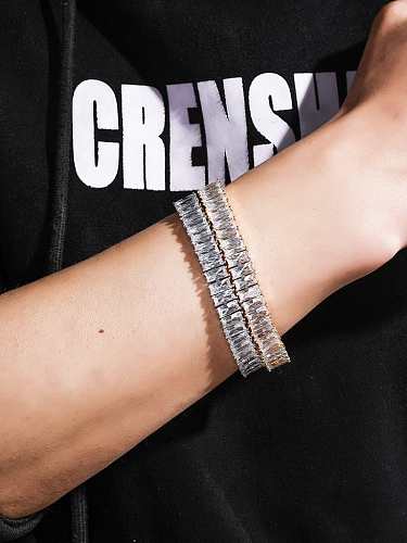 Brass Cubic Zirconia Geometric Hip Hop Bracelet