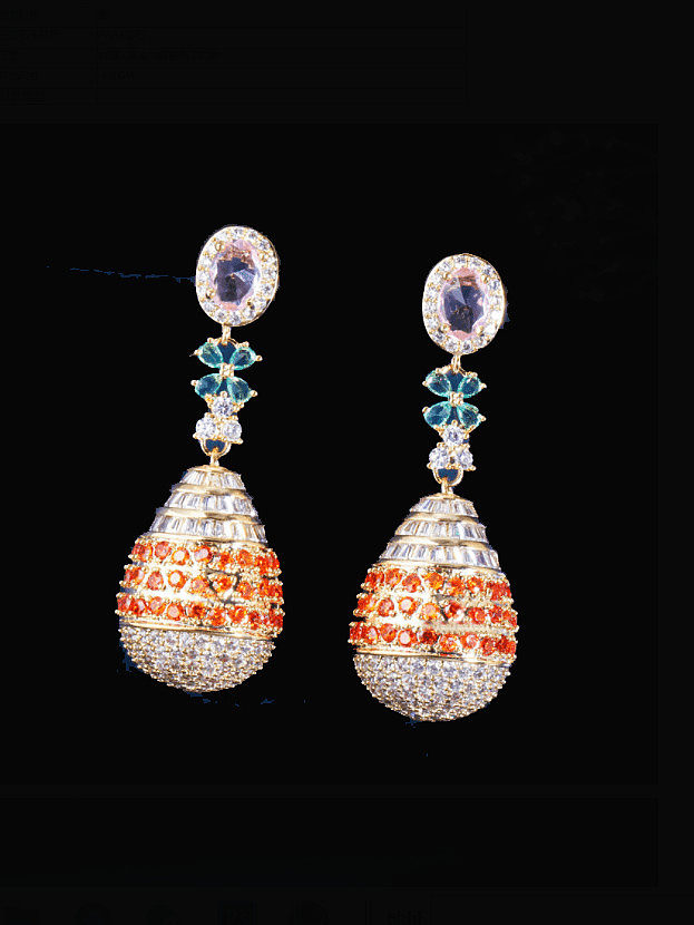 Brass Cubic Zirconia Water Drop Luxury Cluster Earring