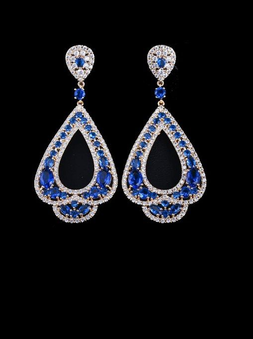 Brass Cubic Zirconia Water Drop Luxury Drop Earring