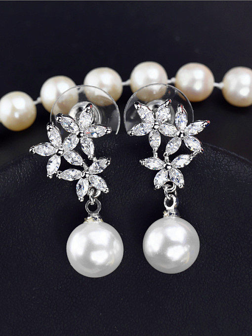 Zircon Pearl Wedding Chandelier earring